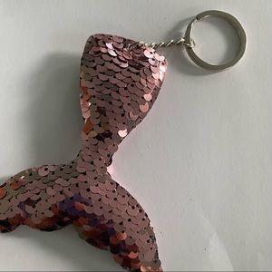 light pink sequin mermaid tail keychain